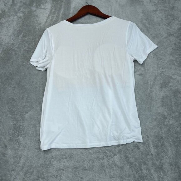 Modern Soul White V-Neck Short Sleeve Top L Modal Blend a1656 - Picture 6 of 8